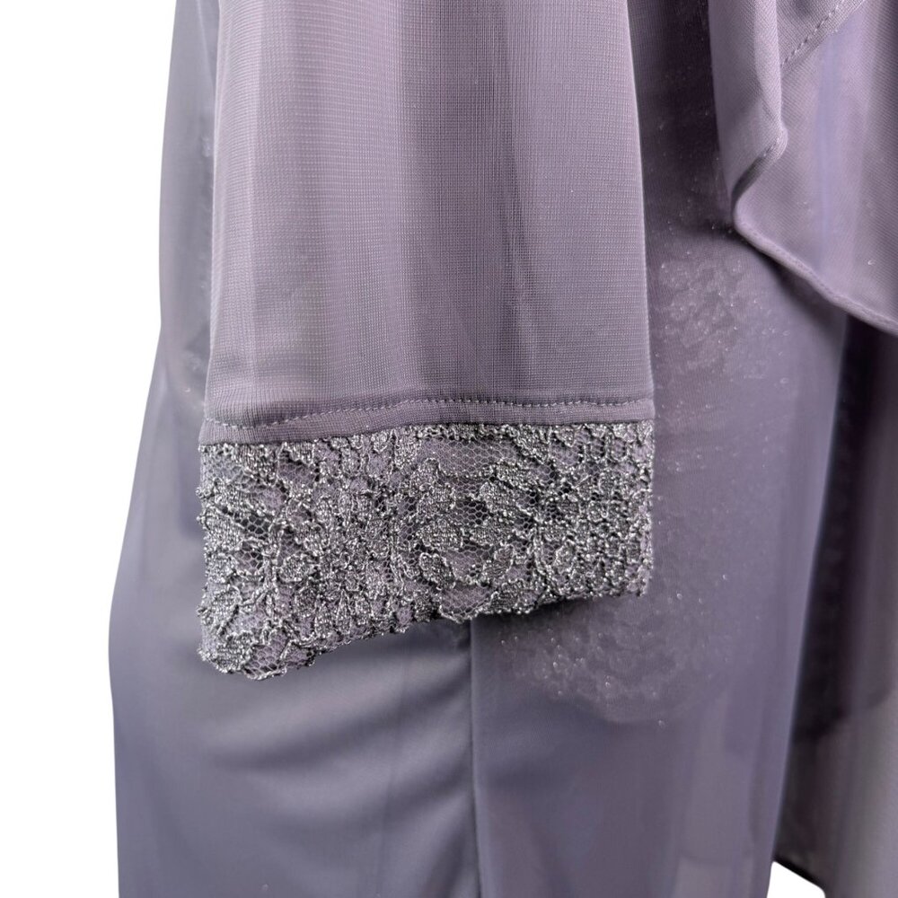 R&M Richards Womens Gray Polyester 3-Piece Jacket Top Pants Set Size 12 Formal W image 7